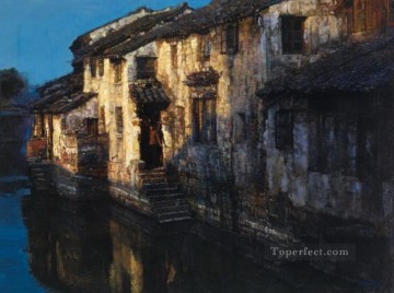 Pueblos fluviales chino Chen Yifei Pinturas al óleo